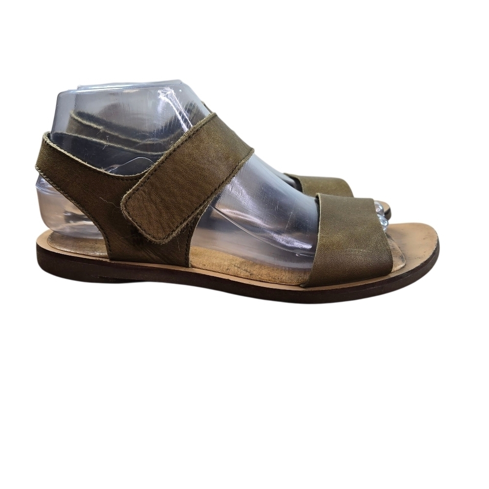 El Naturalista Khaki Green Leather Open Toe Ankle Strap Sandals - Picture 2 of 14